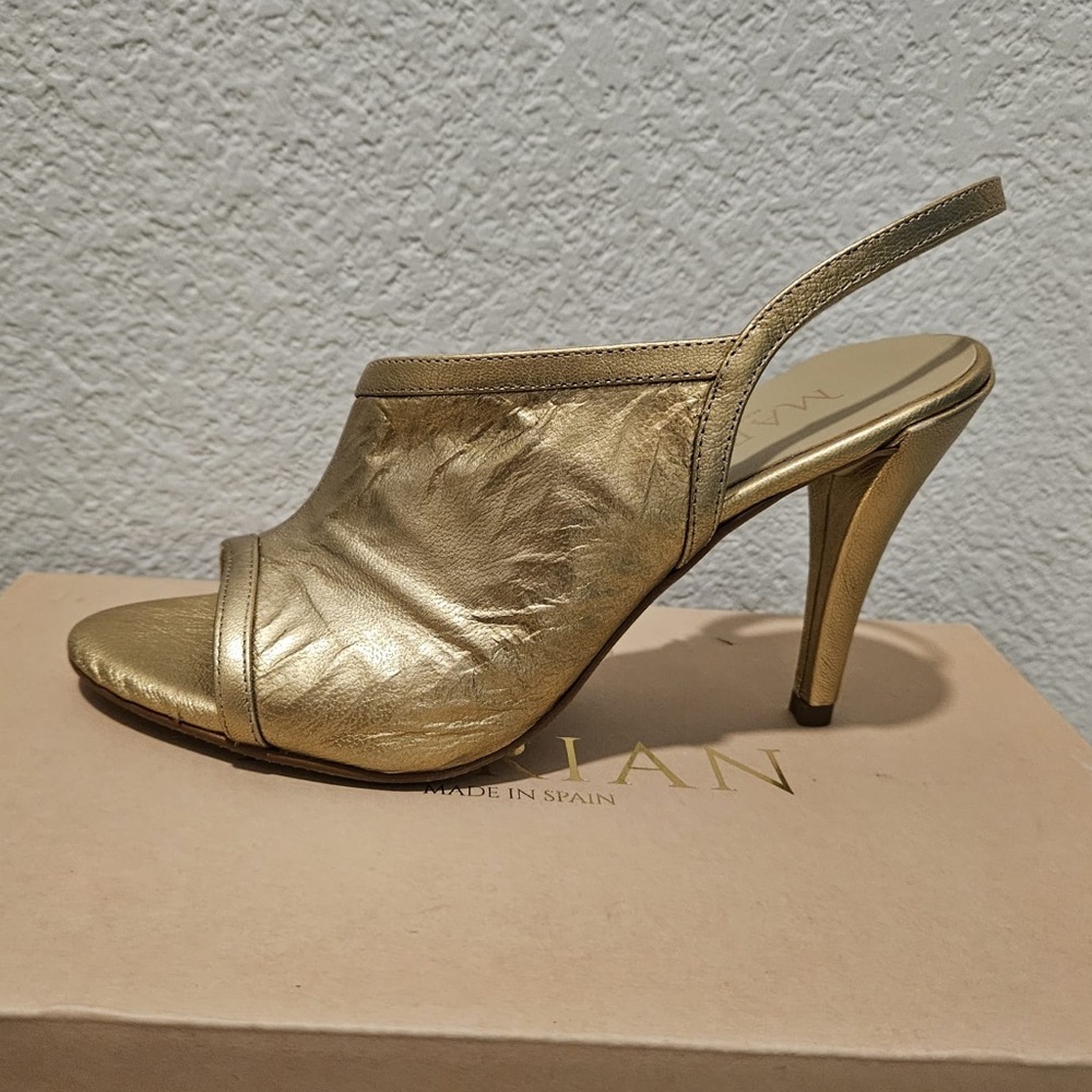 514 Marian Italian Leather Elegant Gold High Heel Slingback EU37